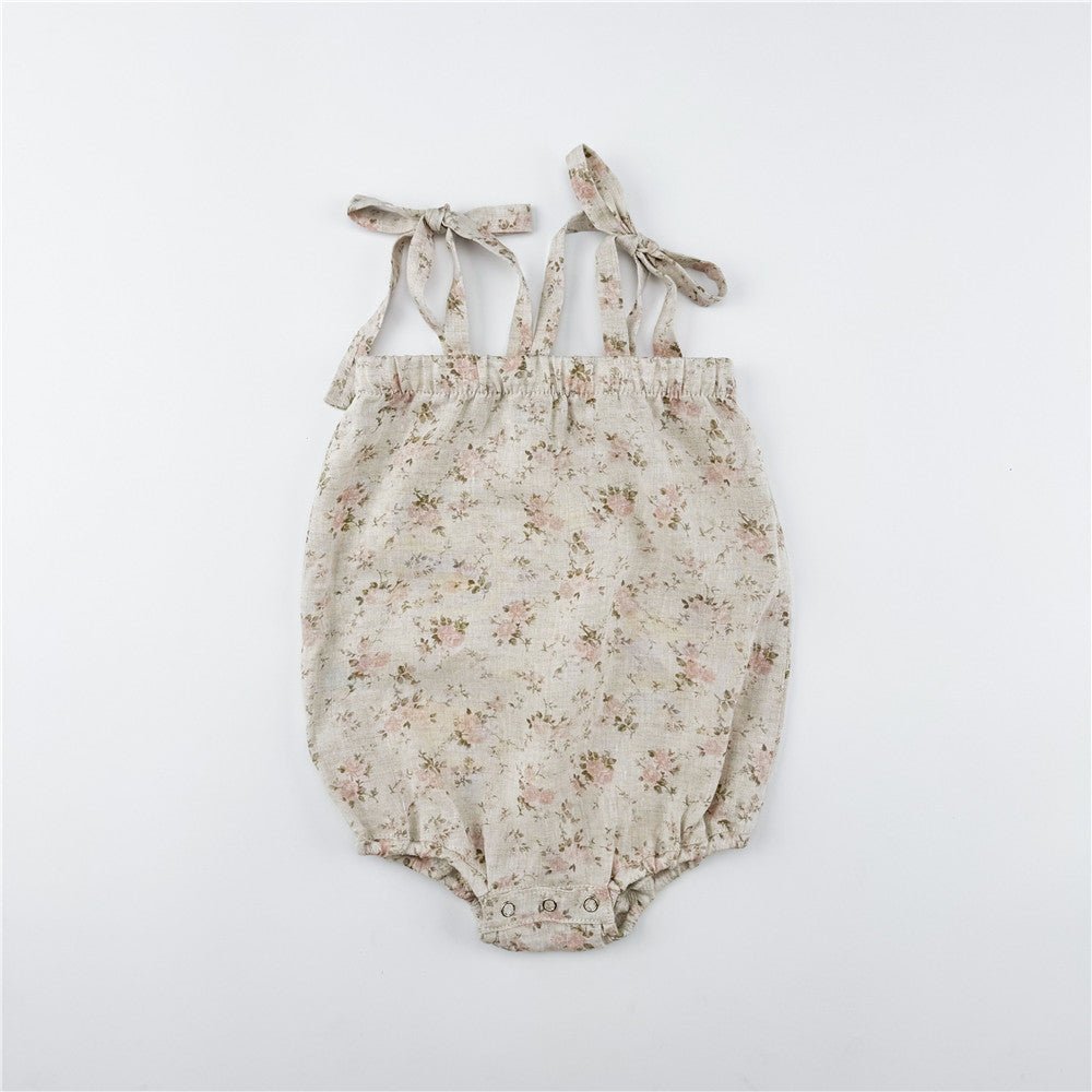 Floral Linen Strap Bodysuit - Chichi and Wawa
