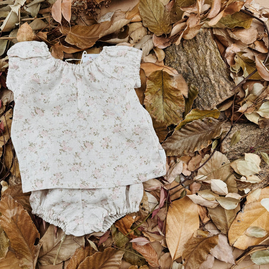 Floral Linen T-shirt and Bloomers - Chichi and Wawa