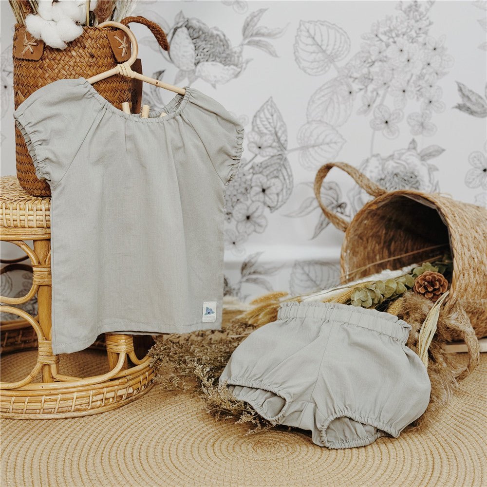 Gray-blue Girl Cotton Soft Sets - Chichi and Wawa