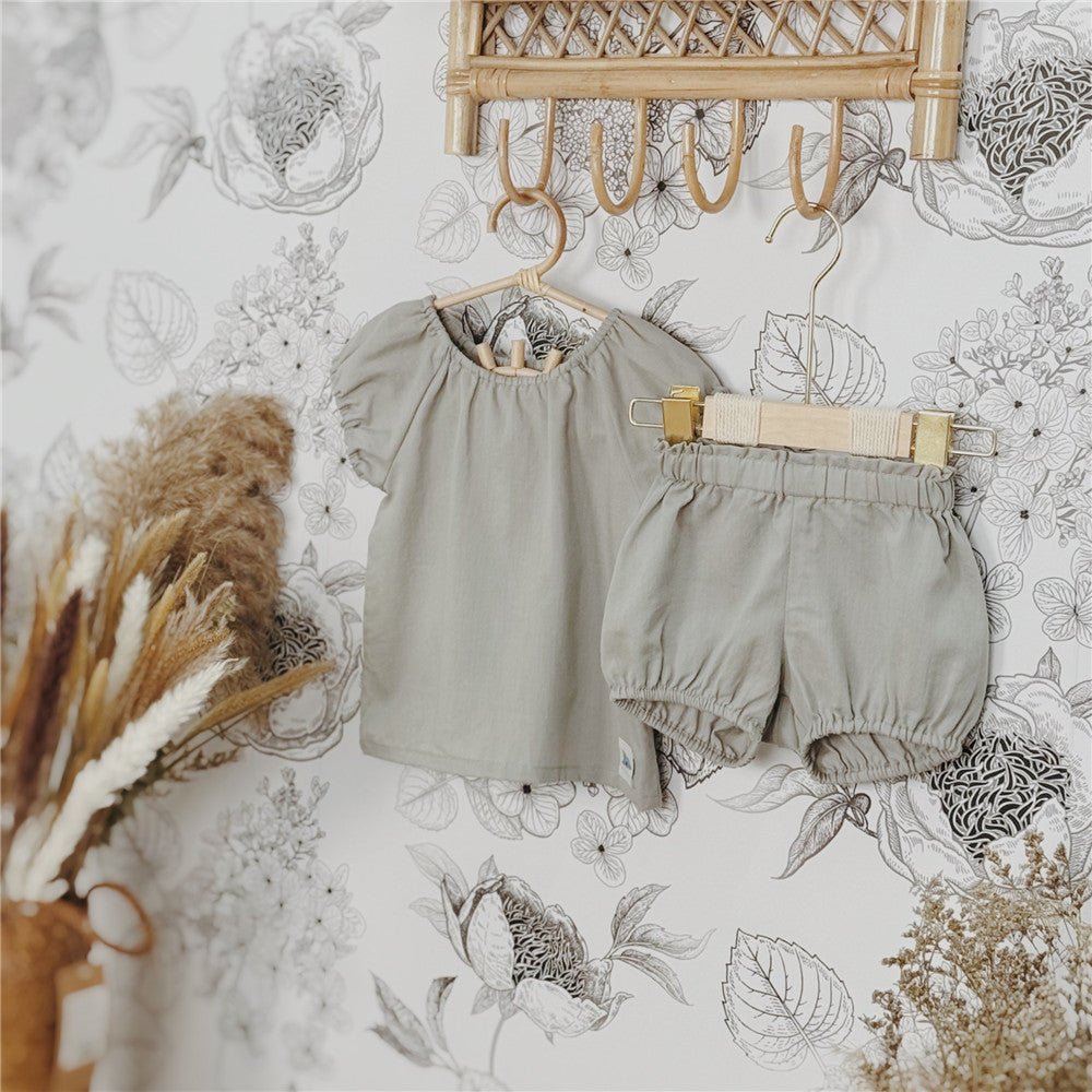 Gray-blue Girl Cotton Soft Sets - Chichi and Wawa