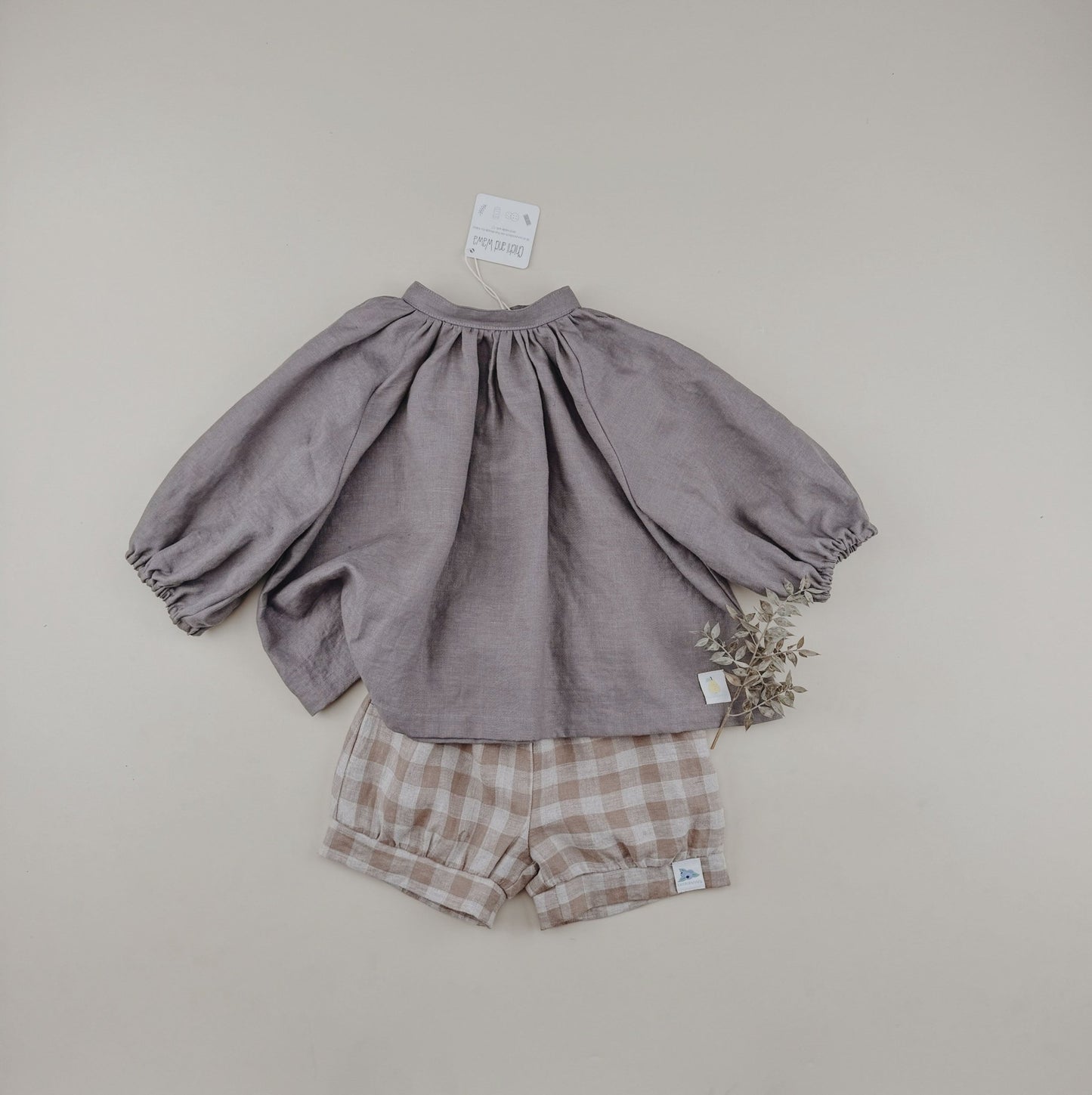 Gray Linen Vintage Long Sleeve Blouse - Chichi and Wawa