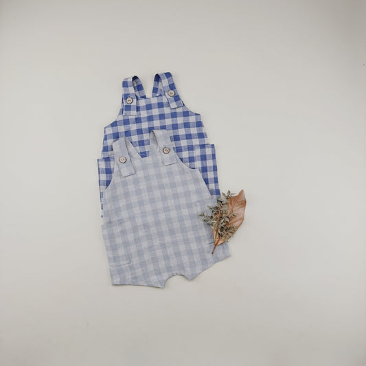 Linen Checked Strap Overalls - Chichi and Wawa