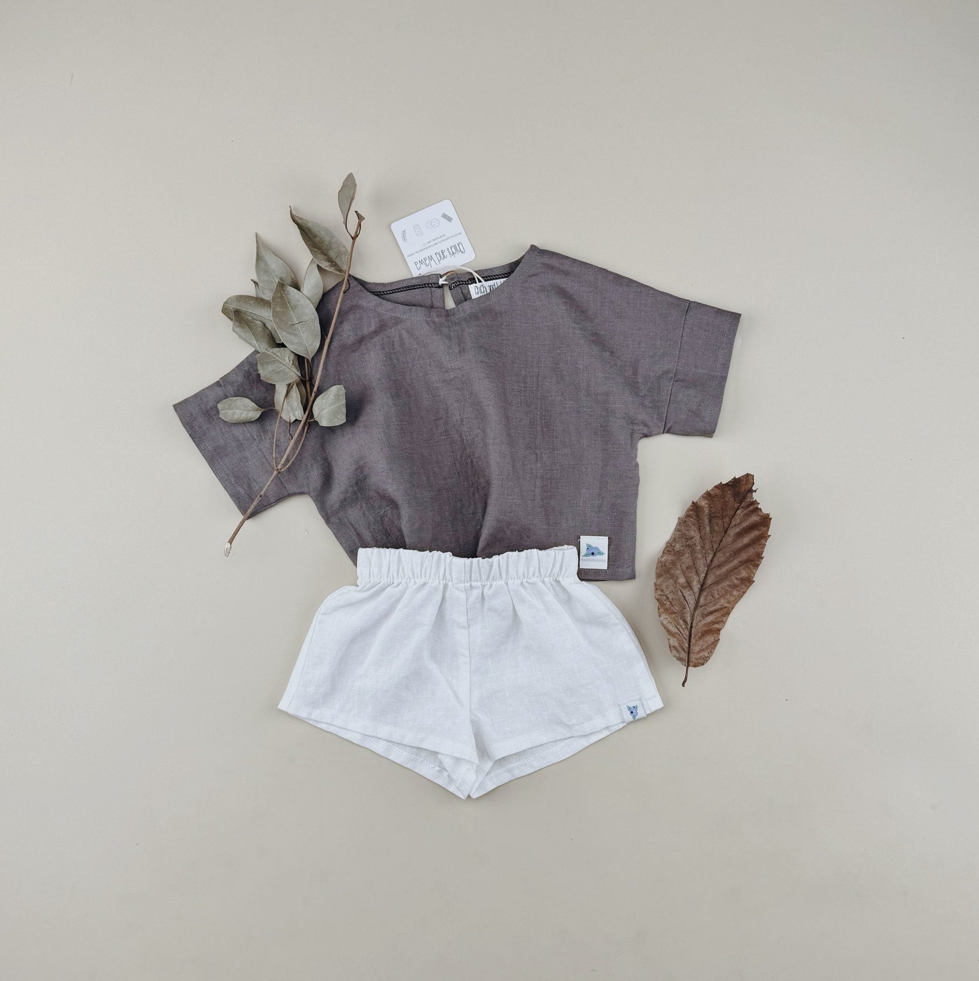 Nature Linen T shirt Shorts Sets - Chichi and Wawa