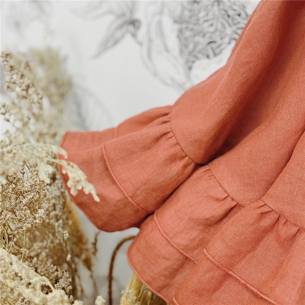 Ruffle Sleeve Linen Dress - Chichi and Wawa