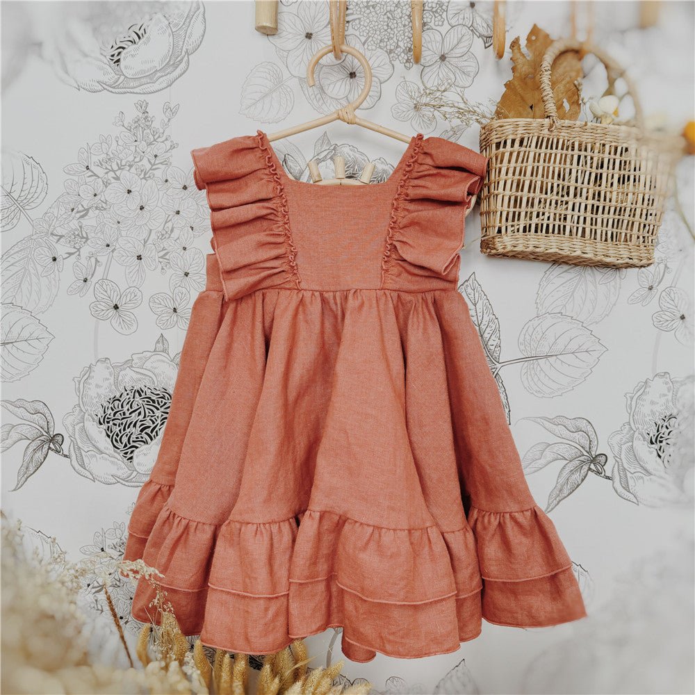 Ruffle Sleeve Linen Dress - Chichi and Wawa