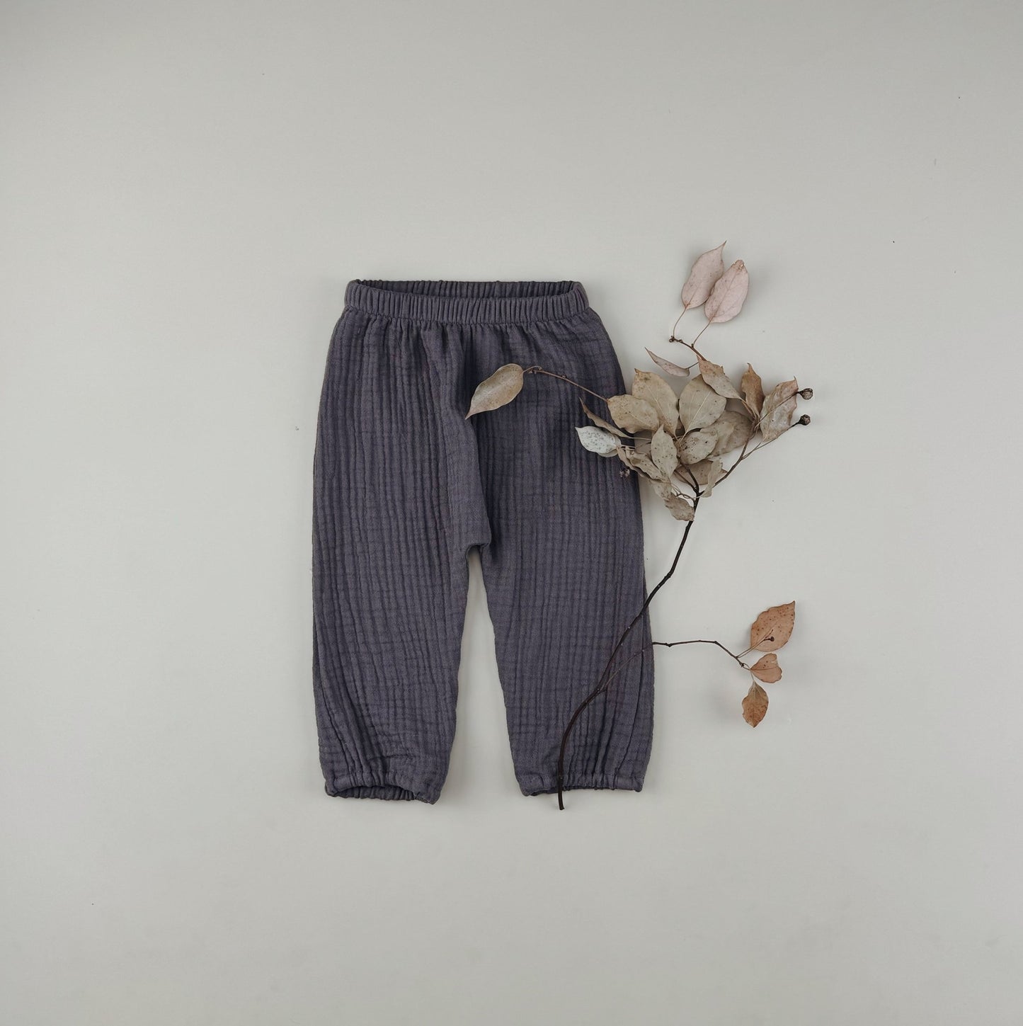 Triple Gauze Muslin Cotton Elastic Cuffs Pants - Chichi and Wawa