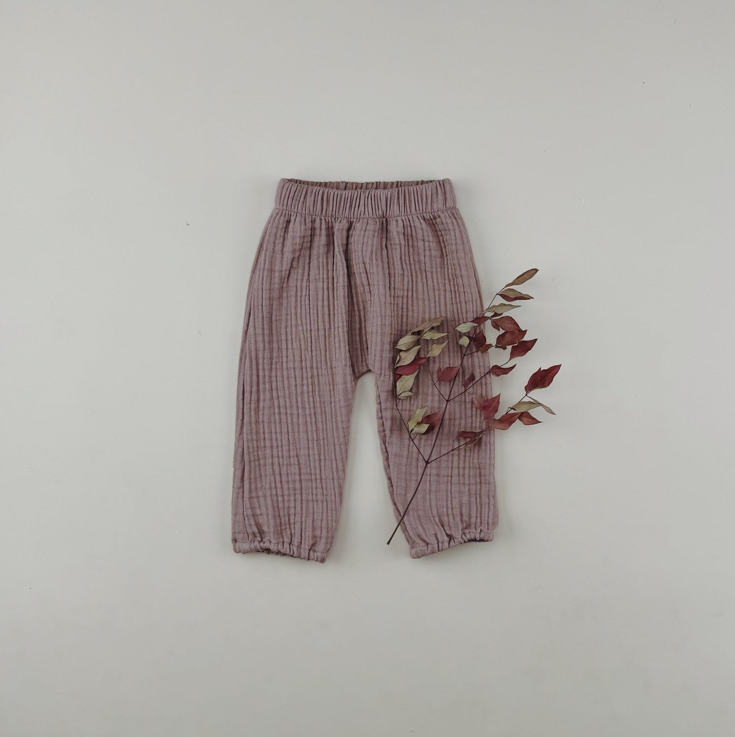 Triple Gauze Muslin Cotton Elastic Cuffs Pants - Chichi and Wawa