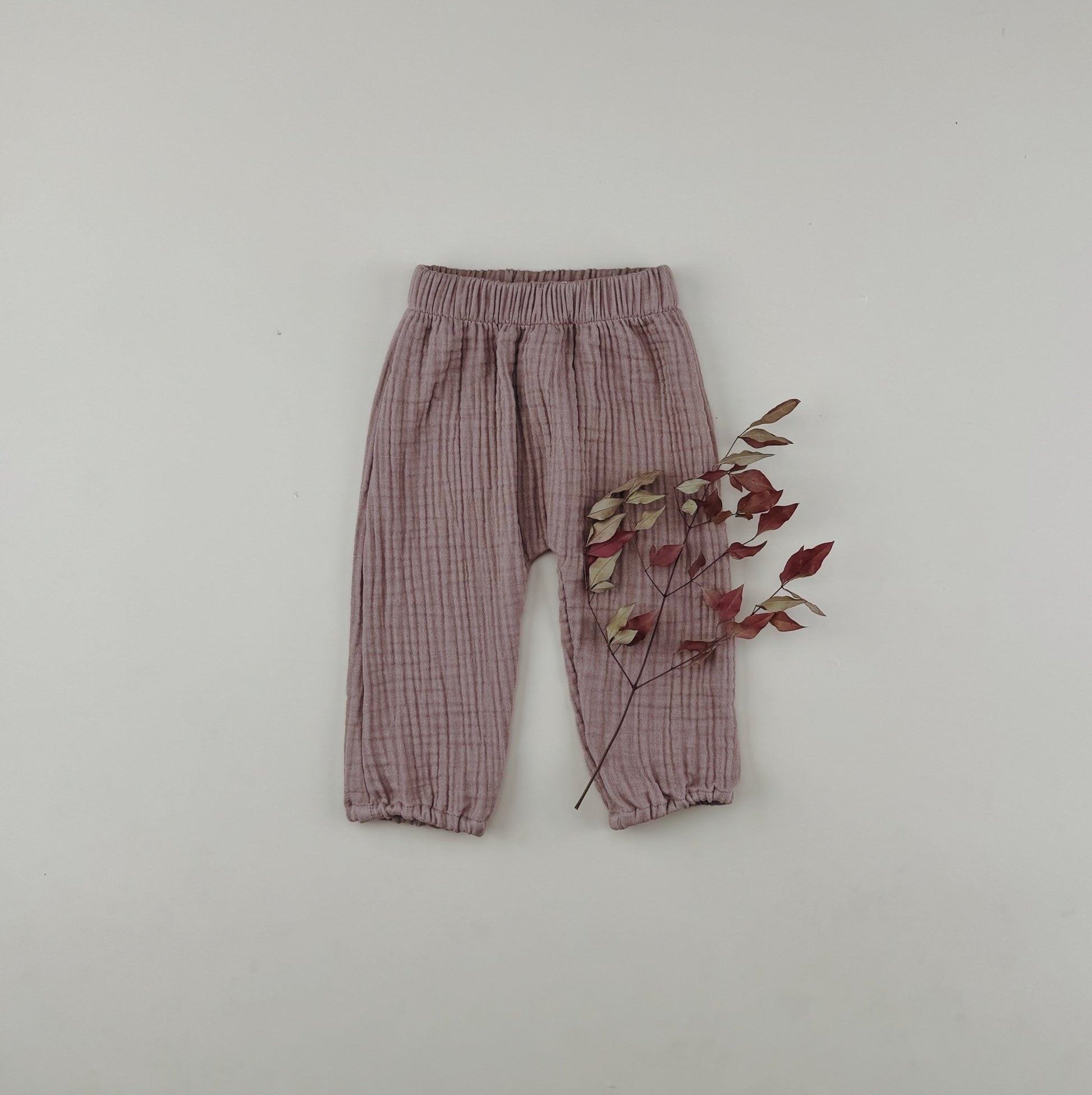 Triple Gauze Muslin Cotton Elastic Cuffs Pants - Chichi and Wawa