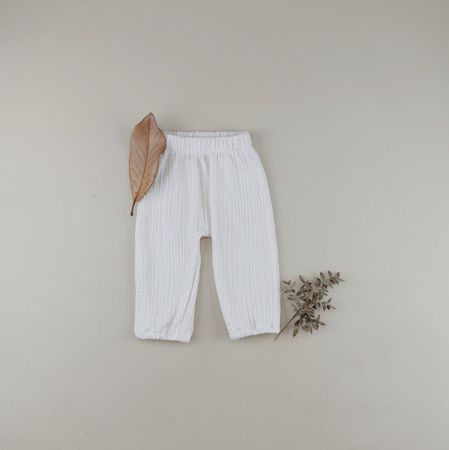 Triple Gauze Muslin Cotton Elastic Cuffs Pants - Chichi and Wawa