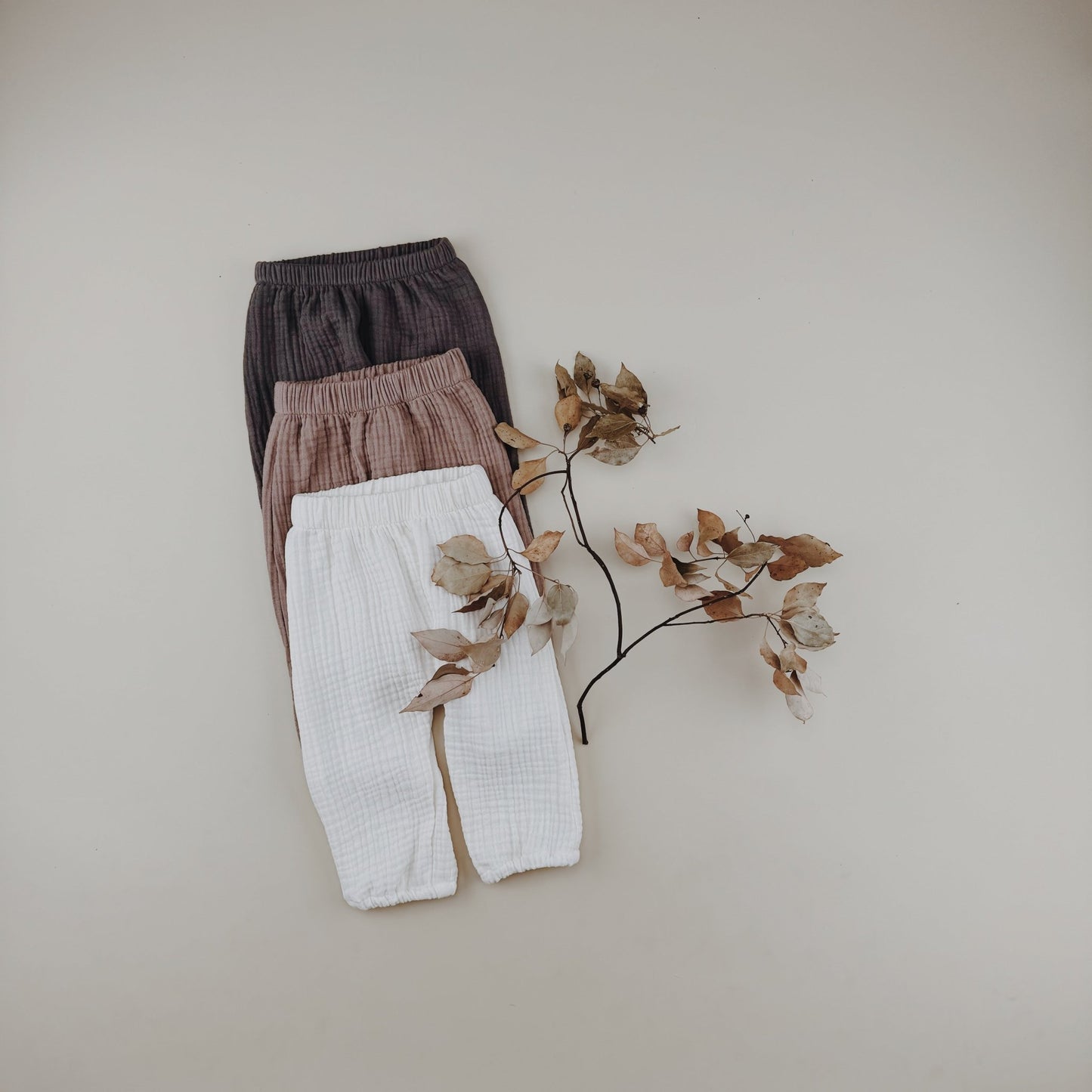 Triple Gauze Muslin Cotton Elastic Cuffs Pants - Chichi and Wawa