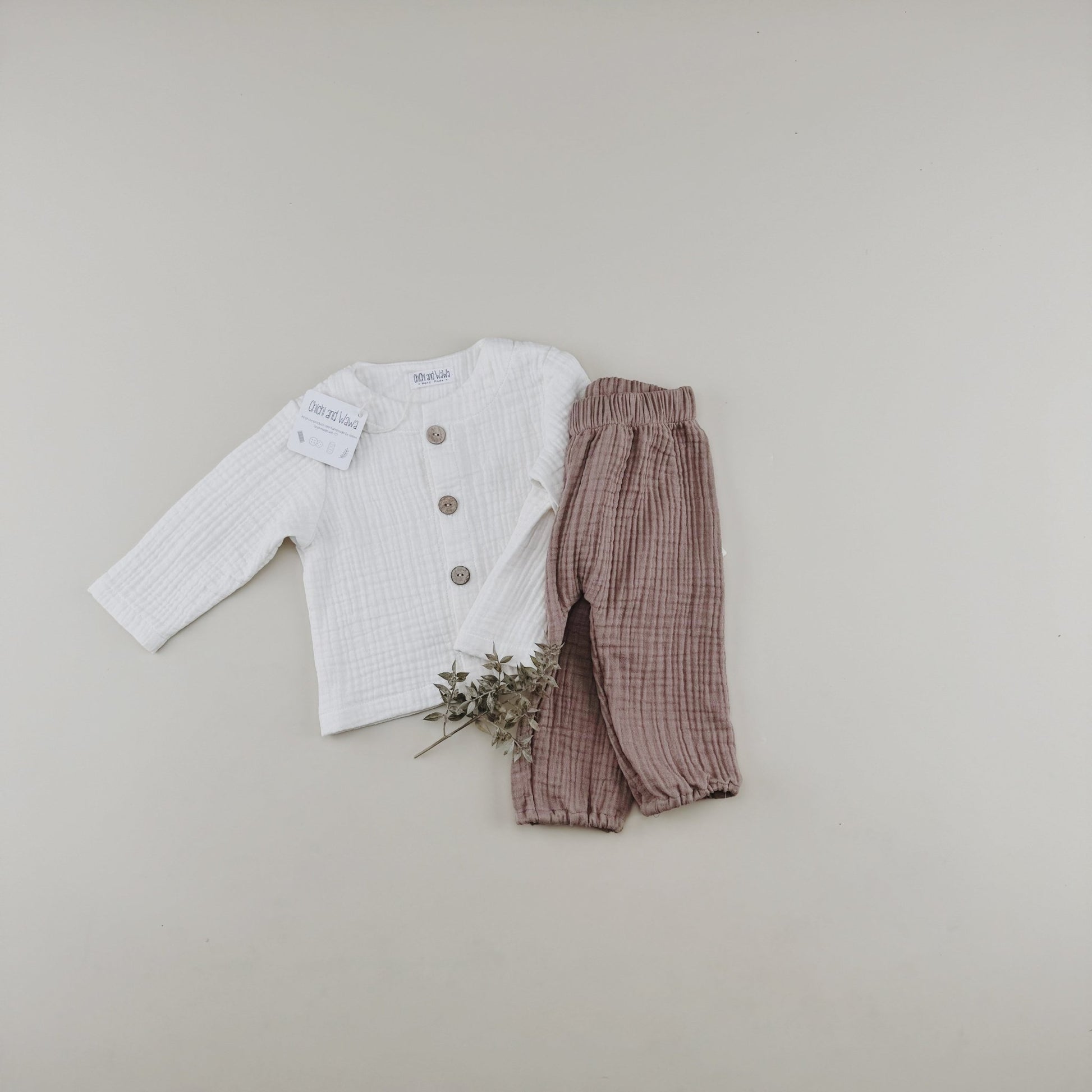 Triple Gauze Muslin Cotton Elastic Cuffs Pants - Chichi and Wawa