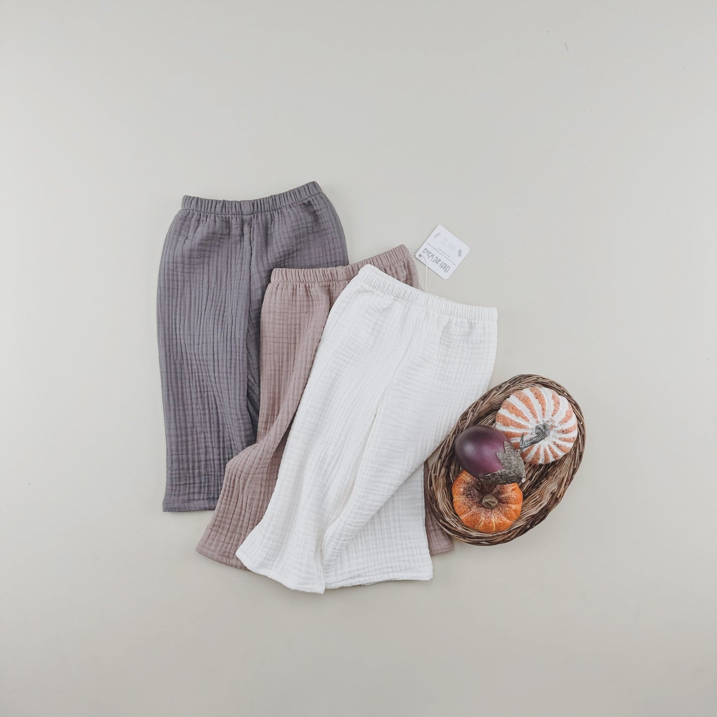 Triple Gauze Muslin Cotton Wide Leg Pants - Chichi and Wawa