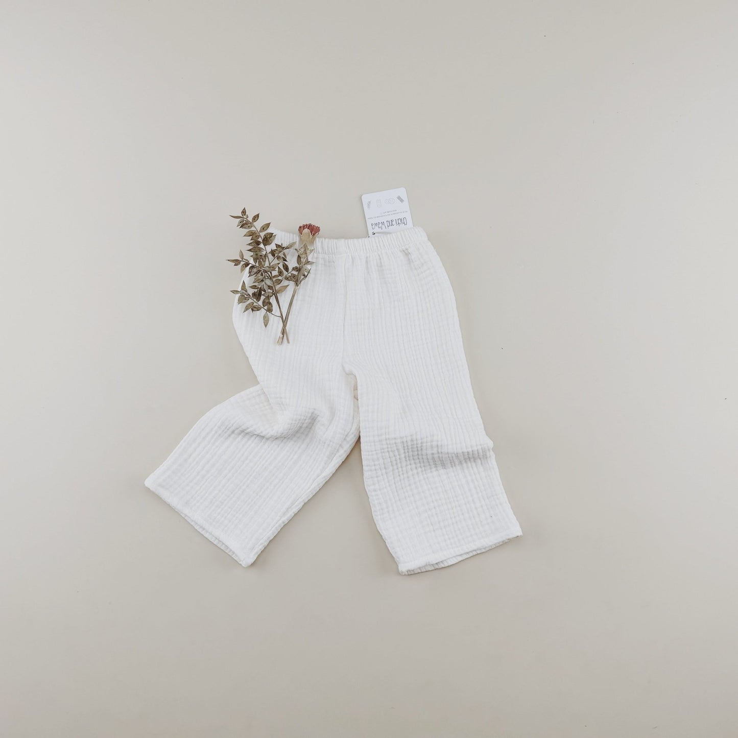Triple Gauze Muslin Cotton Wide Leg Pants - Chichi and Wawa