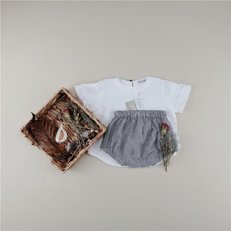 Black Striped Cotton Shorts - Chichi and Wawa