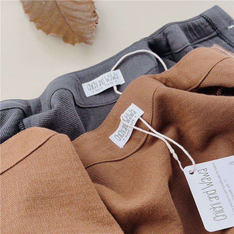 Brown Kids Genderless Blouse Long Sleeve Coat - Chichi and Wawa