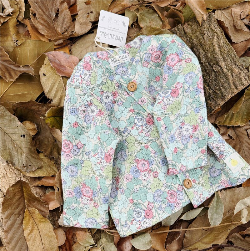 Floral Pattern Toddler Girl Long Sleeve Coat Blouse - Chichi and Wawa