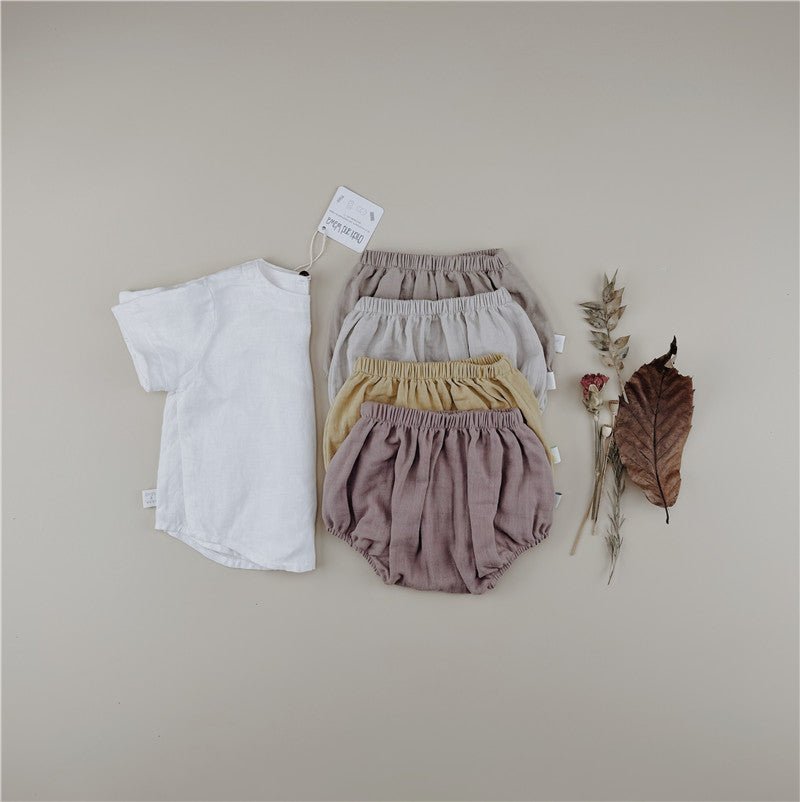 Mist Gray Cotton Shorts - Chichi and Wawa