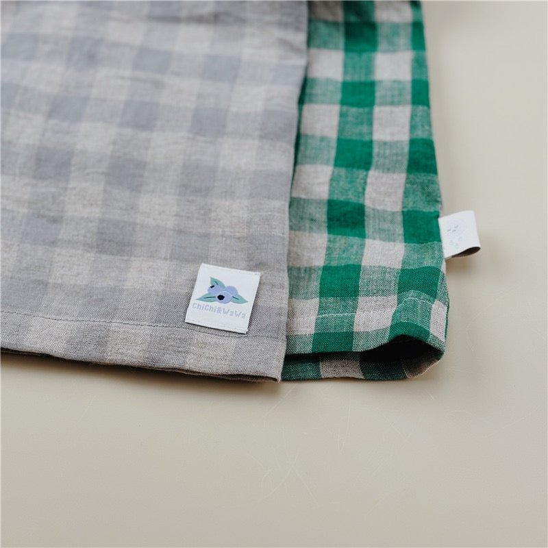 Weldon Blue Checked Linen Dress For Summer 3-12Y Kids - Chichi and Wawa